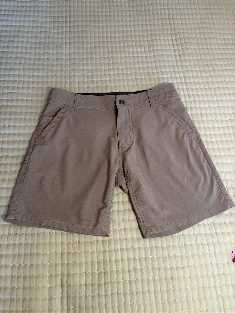 Kuhl Men's Flat Front Shorts - Taupe Brown.  Technical hiking.  Nylon lightweig